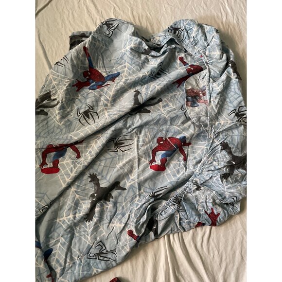 Marvel Spiderman Twin Sheet Set 2 Piece 60% Cotton 40% Polyester Blue & Red Web - Picture 2 of 11